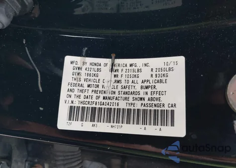 2016 Honda Accord Ex-L from USA, damaged, VIN 1HGCR2F81GA042016